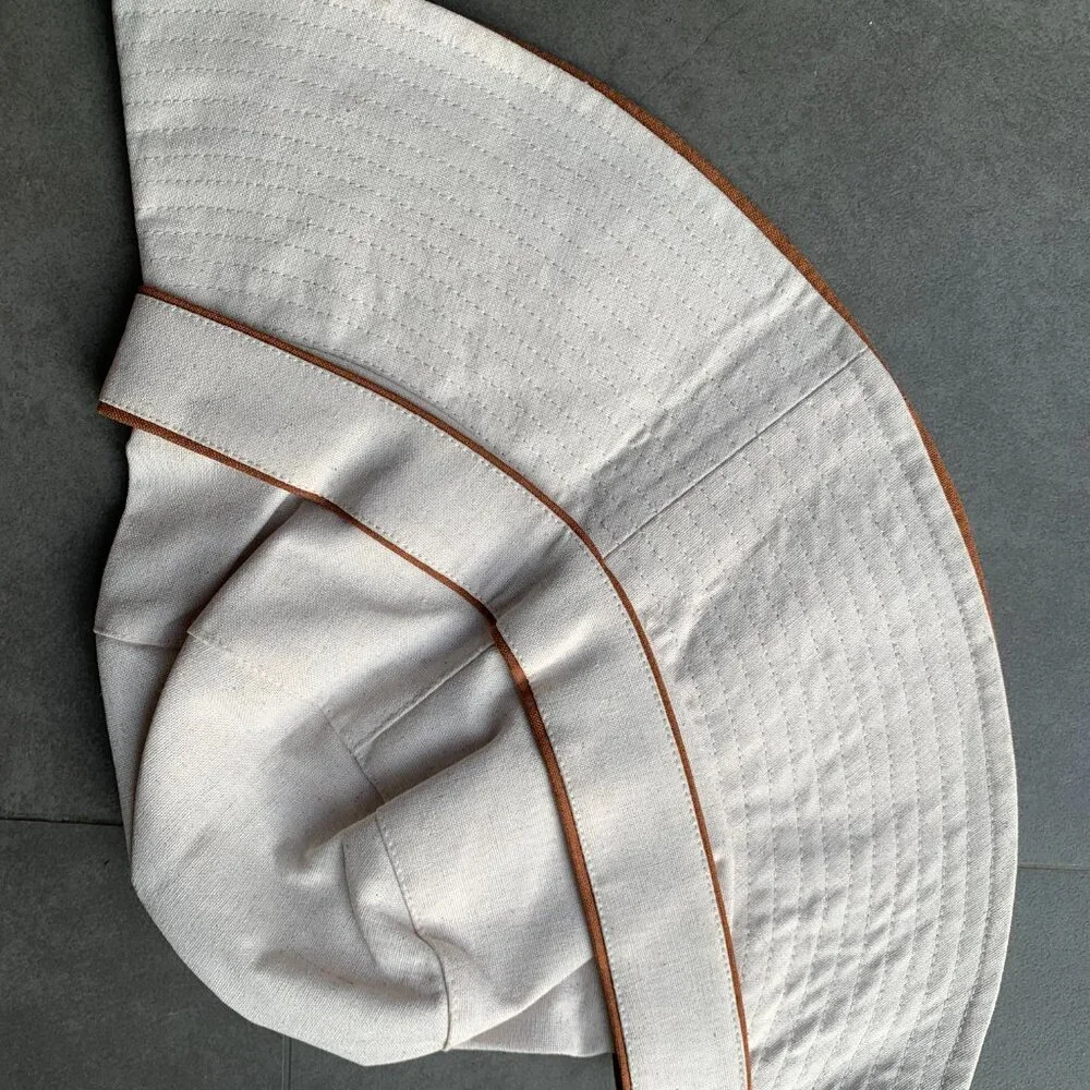 Vivienne Westwood Reversible Wide Brim Hat White Brown Orb Logo - Picture 3 of 5